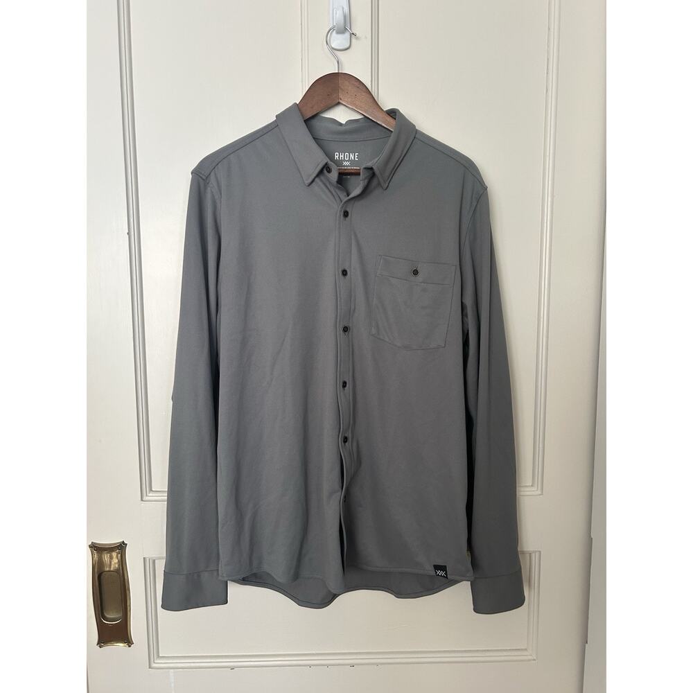 Rhone Faux Suede Collared Button Shirt Mens Size Large Gray Classic Preppy